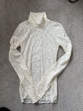 ARITZIA Wilfred Ivory Lace High Neck long sleeve sheet Top